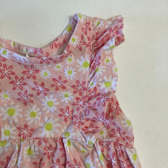 ❤️5/$25 SALE Okie Dokie Pink Daisy Flowers Ruffle Bubble Romper One Piece Outfit - Picture 5 of 7
